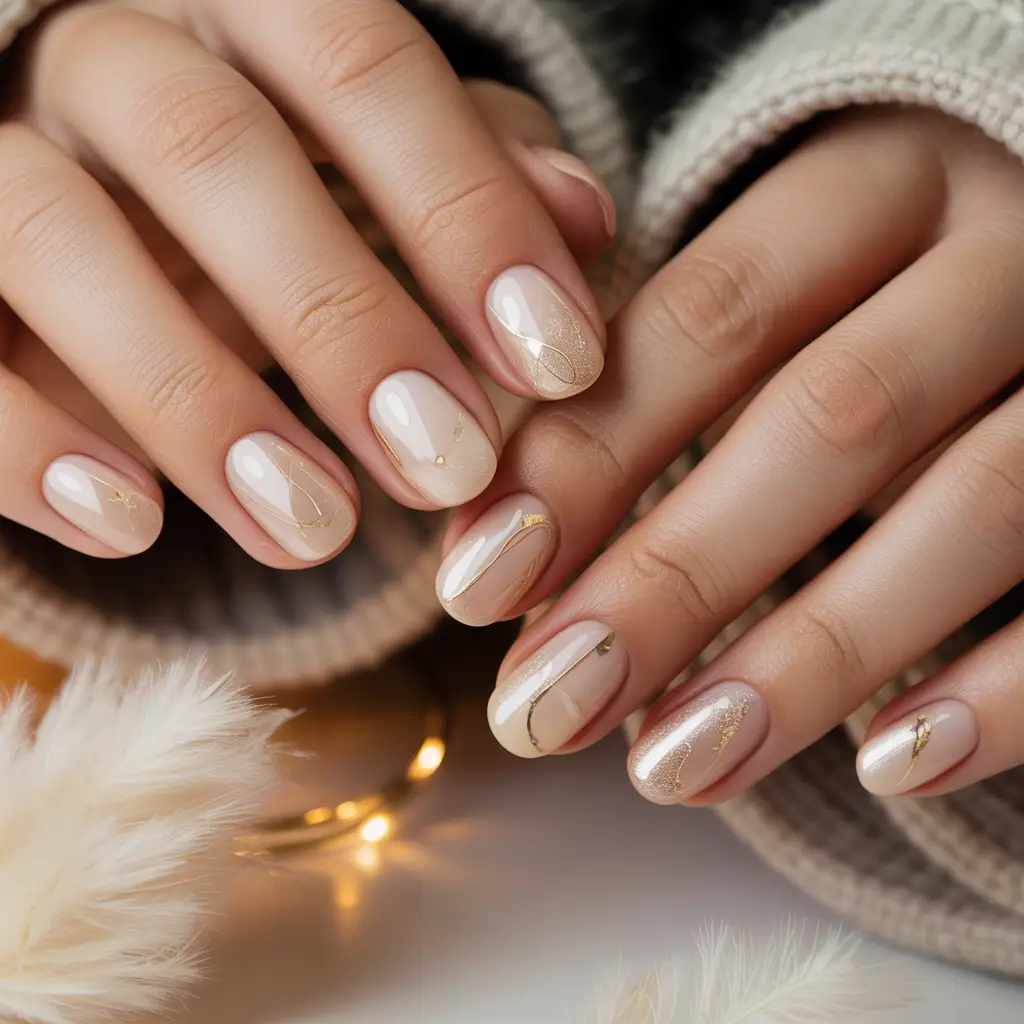 Champagne Glow Neutrals Nail