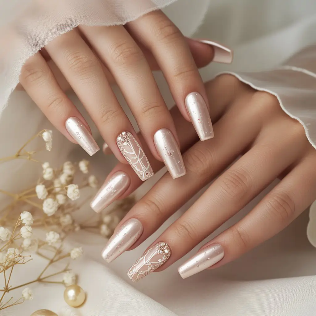 Champagne Pearl Micro-Fleck Nails