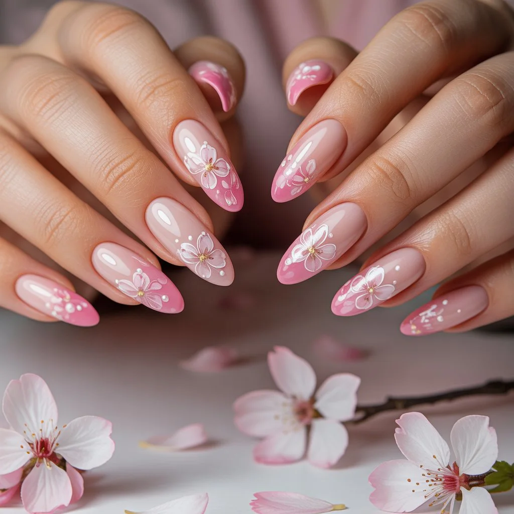 Cherry Blossom Pink Nails