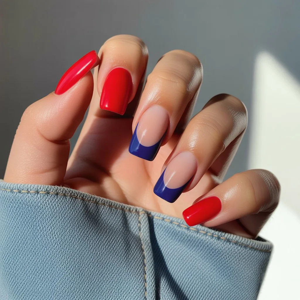 Cherry Chrome French Arcs Nail