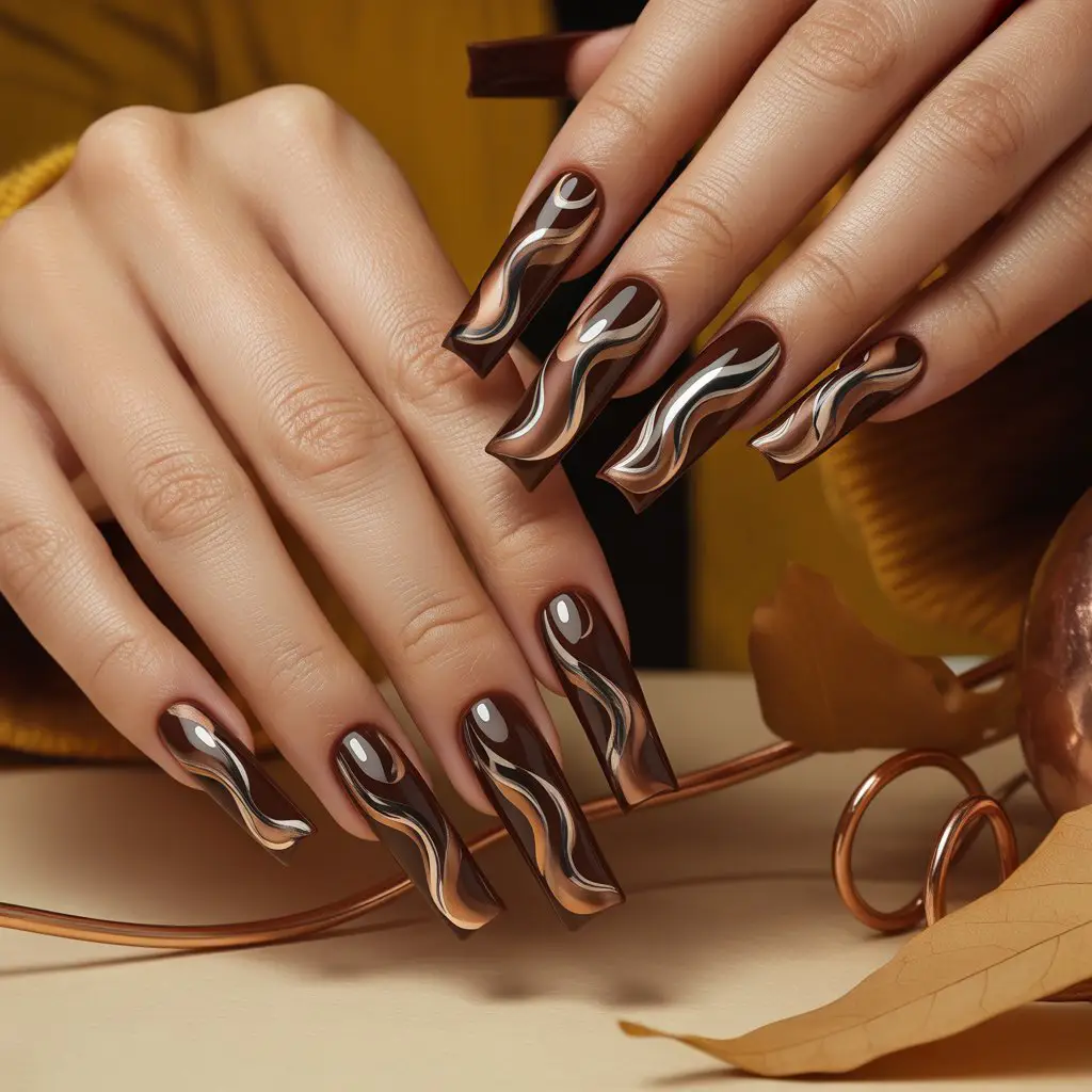 Chestnut Chrome Waves Nail