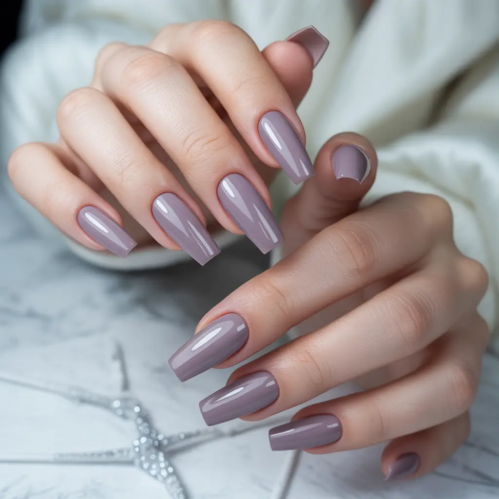 Chilly Nude Mauve Nails