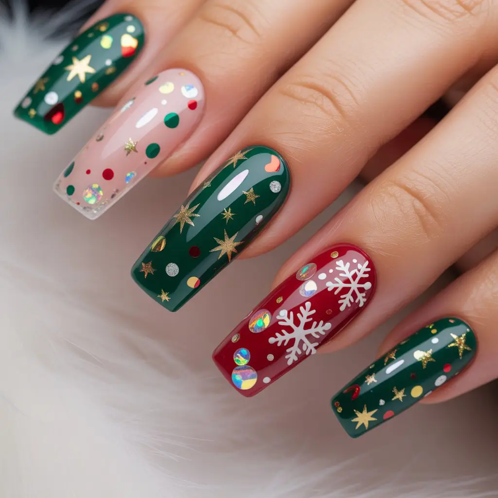 Christmas Confetti Nails