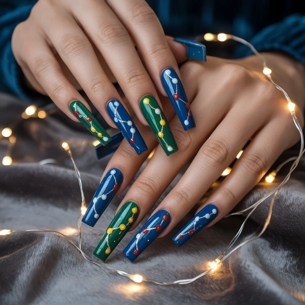 Christmas Light Glow Nails