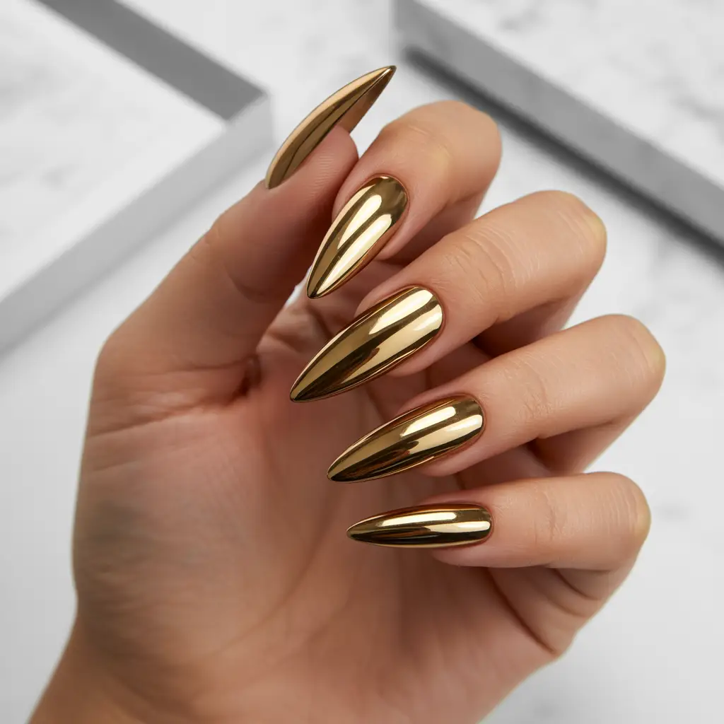 Chrome Gold Mirror Nails