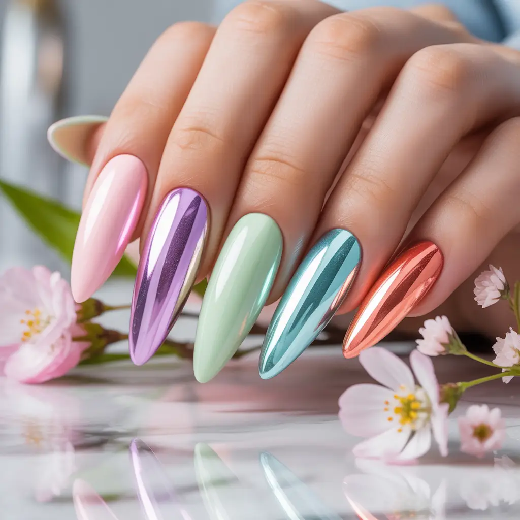 Chrome Pastel Nails