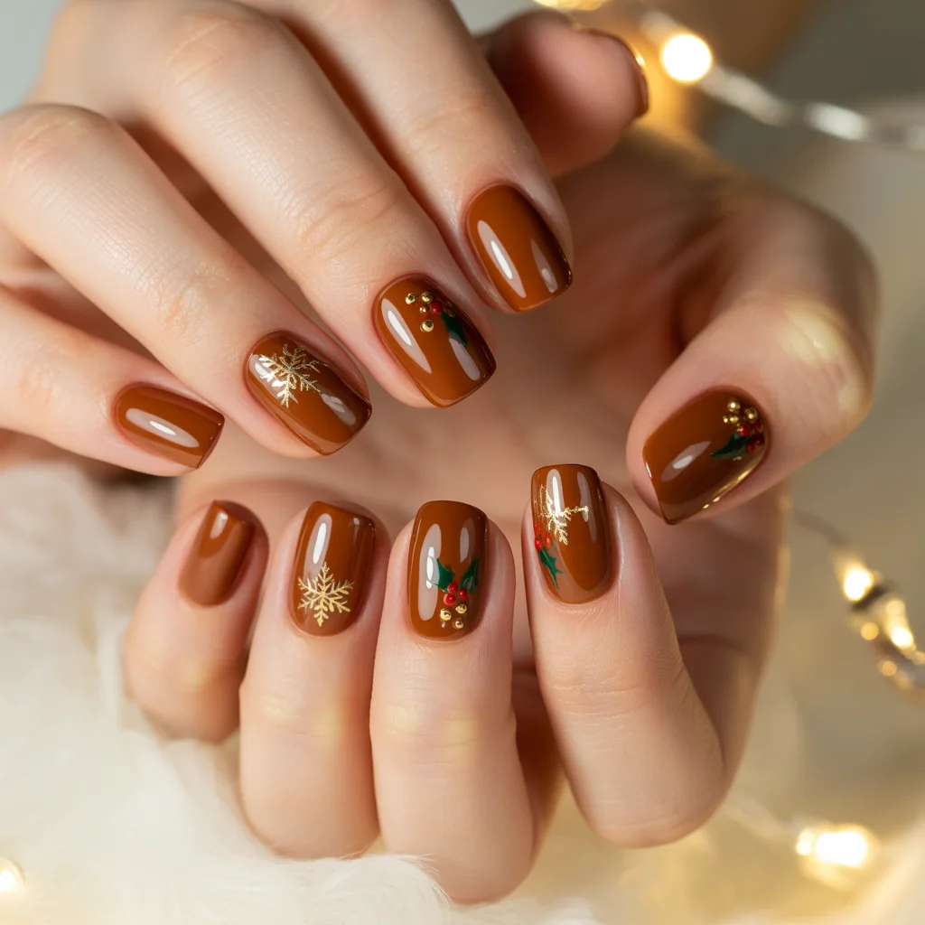 Cinnamon Brown Gel Shine Nail