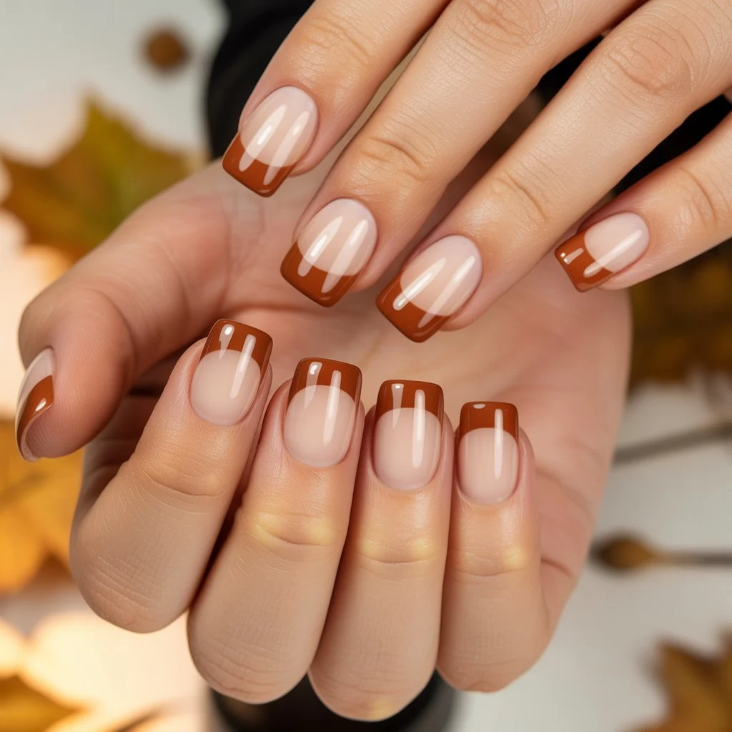 Cinnamon French Block Tips Nail