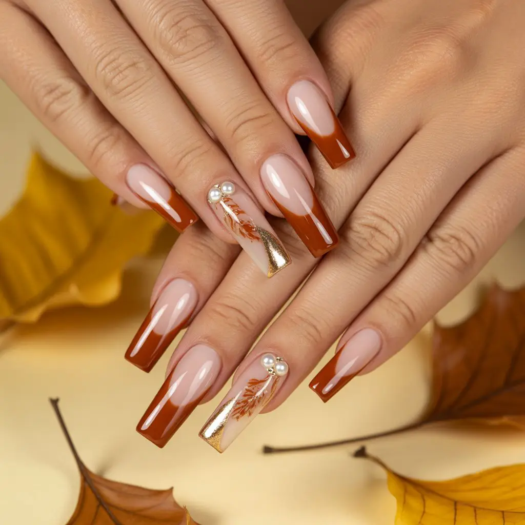 Cinnamon Glazed French Tips Nail