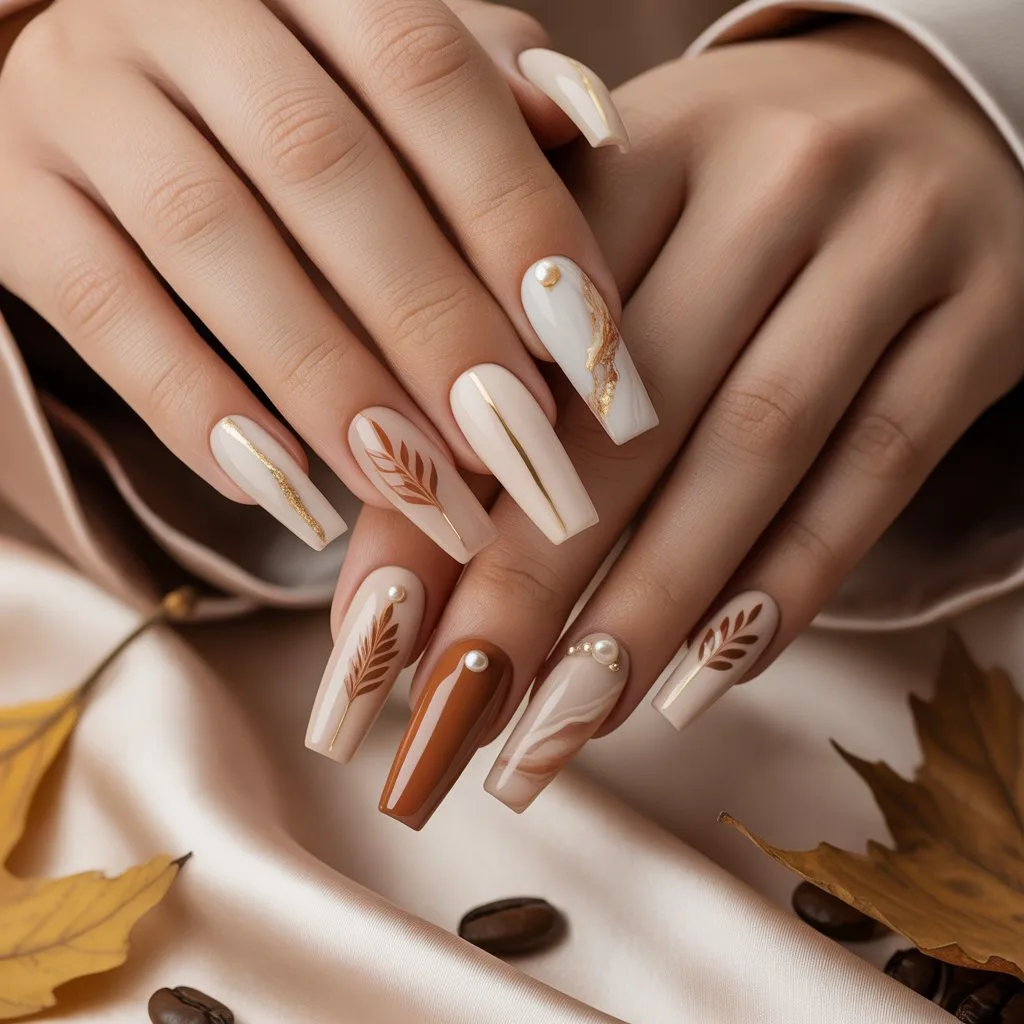 Cinnamon Latte Wedding Nails
