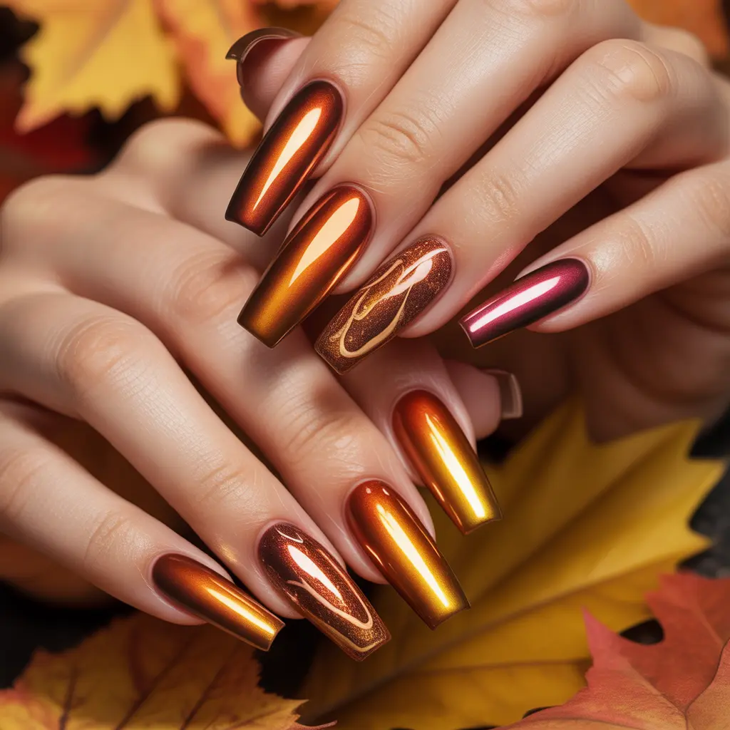 Cinnamon Sugar Chrome Nails