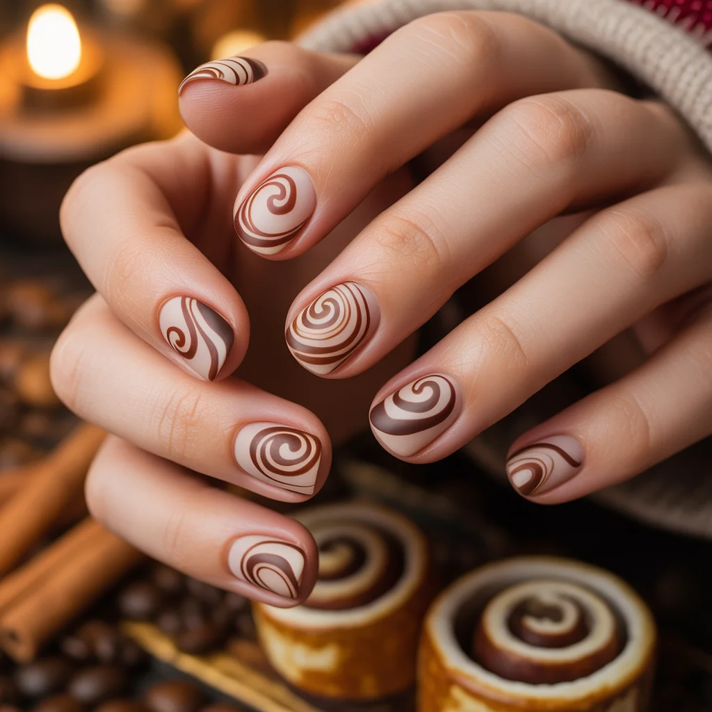 Cinnamon Swirl Nails