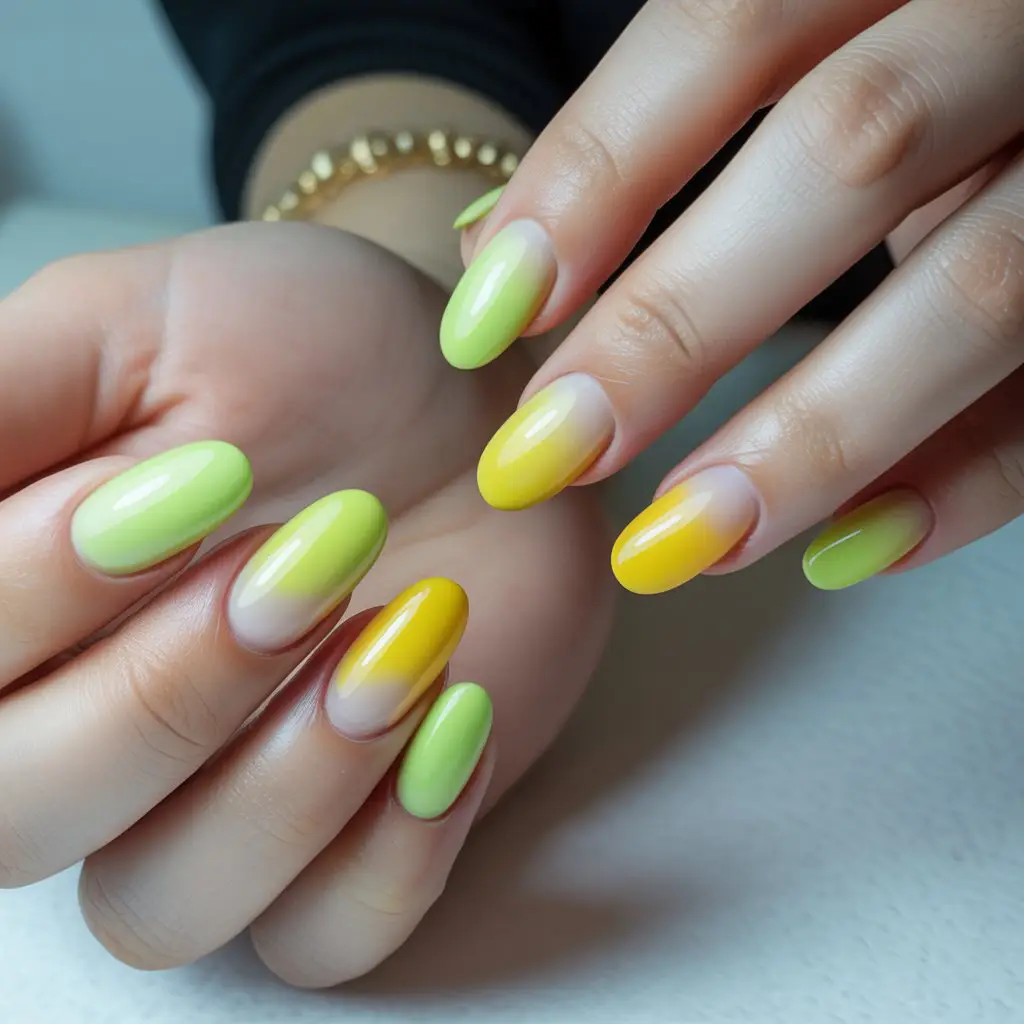 Citrus Lemon Ombre Nails