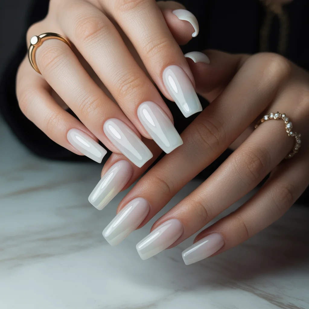 Classic Milky White Gel Nails