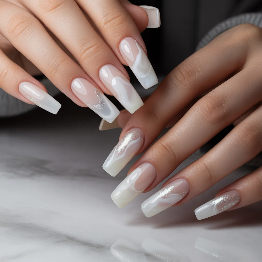 Cloudy White Milky Nails
