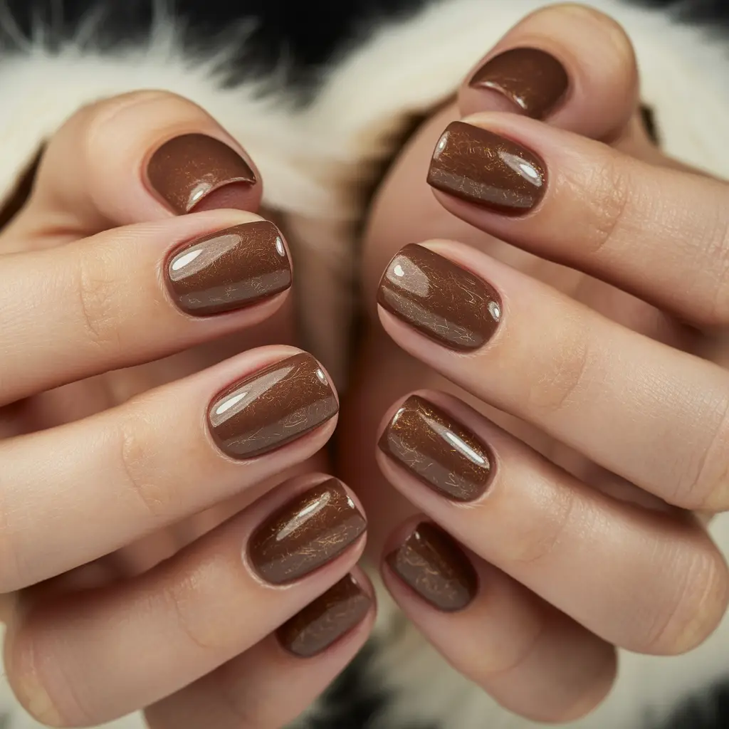 Cocoa Shimmer Finish Nails