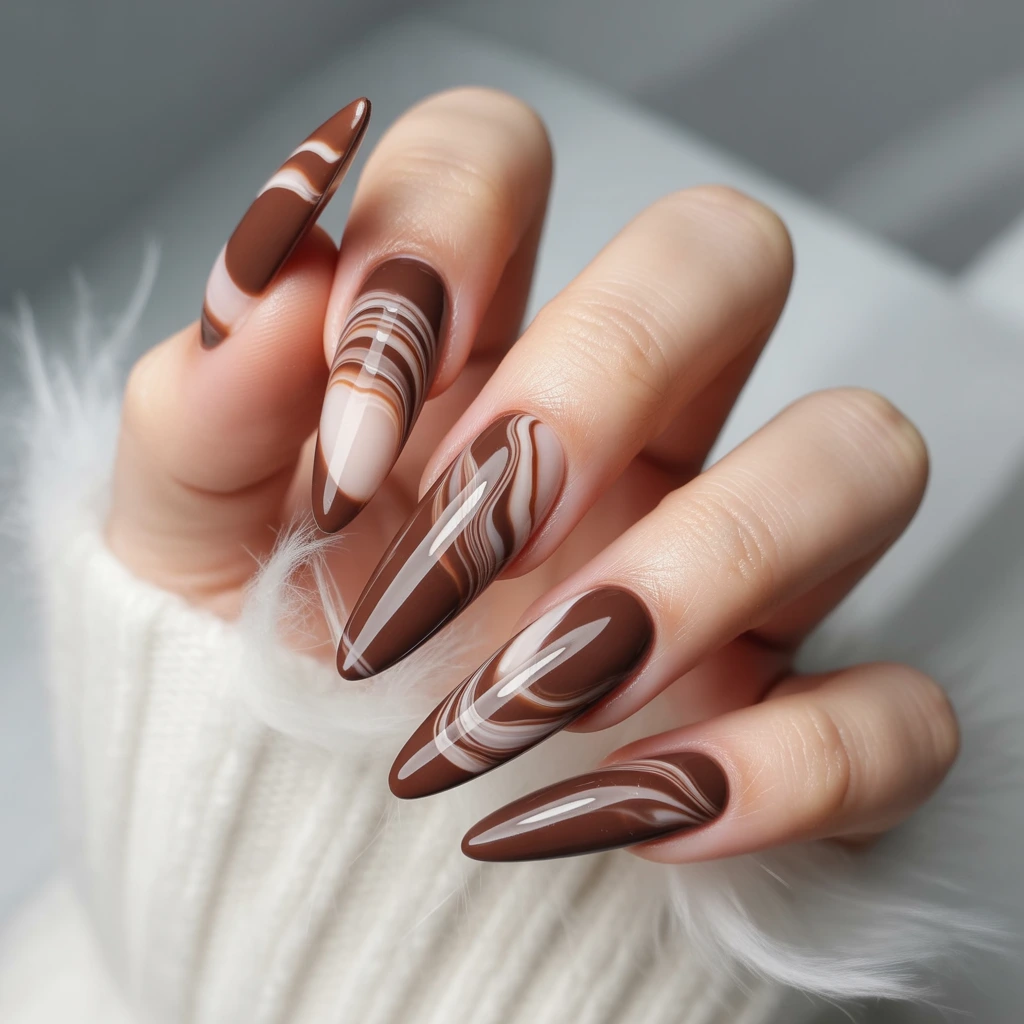 Cocoa Swirl Gloss Nails