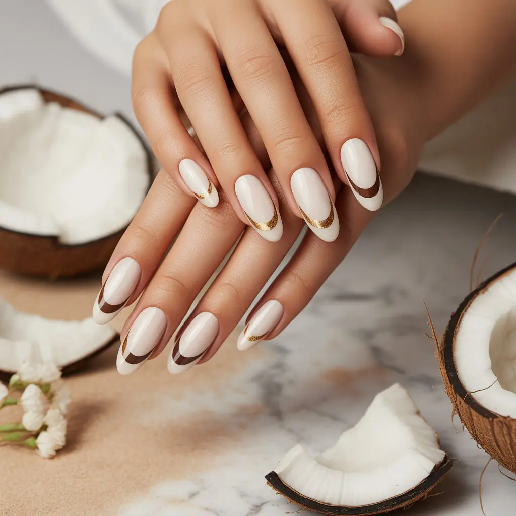 Coconut Shell Half-Moon Nails
