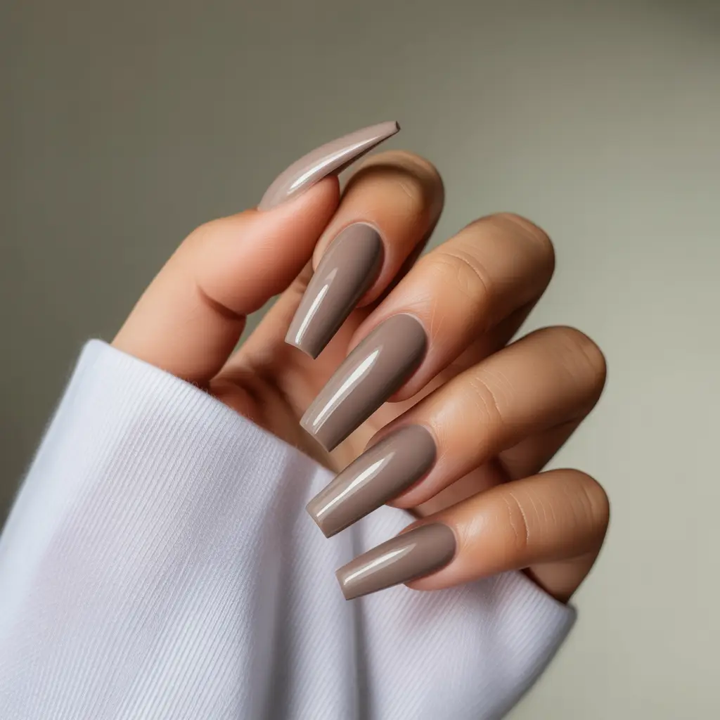 Coffin Acrylics in Taupe Nails 