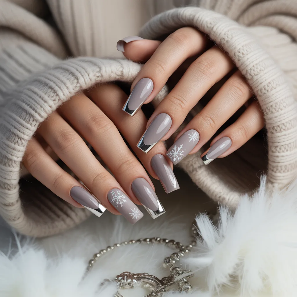 Cool Taupe Winter Nails