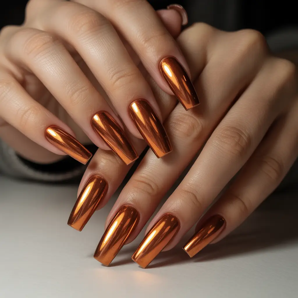 Copper Chrome Warm Glow Nails