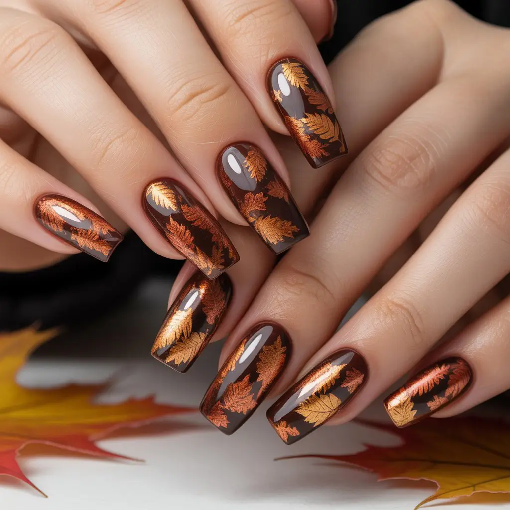 Copper Fall Leaf Flakes Nail