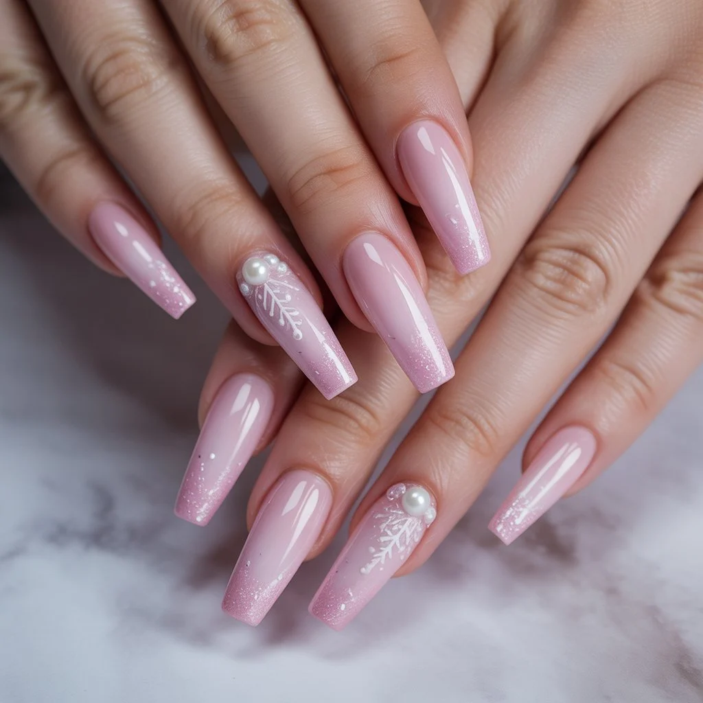 Cotton Candy Christmas Ombre Nails