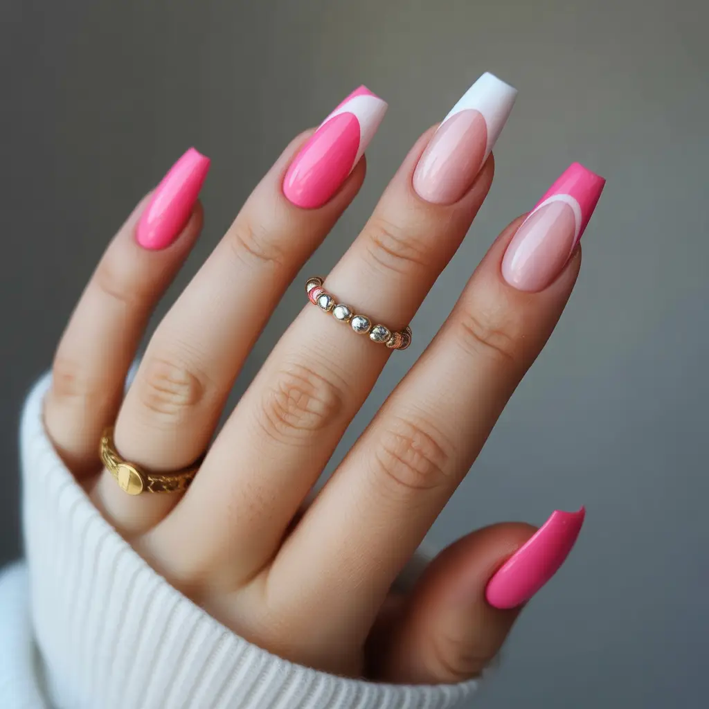 Cotton Candy Winter Pink Nails
