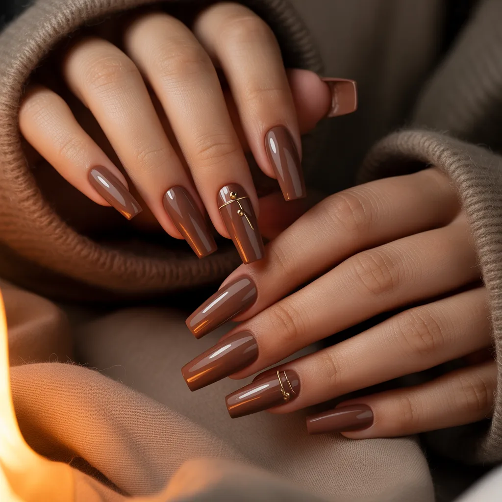Cozy Cocoa Brown Nails