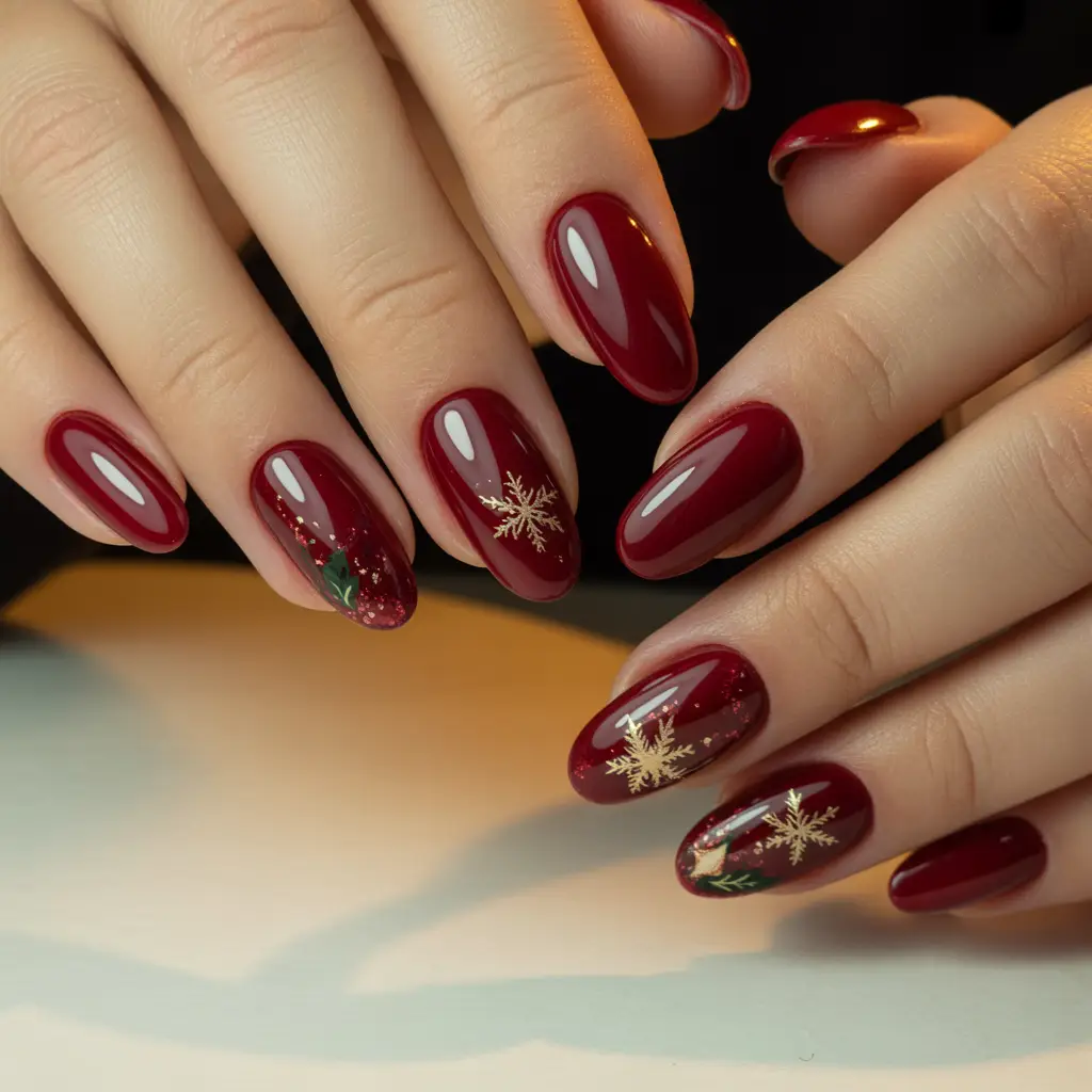 Cranberry Gloss Oval Nails