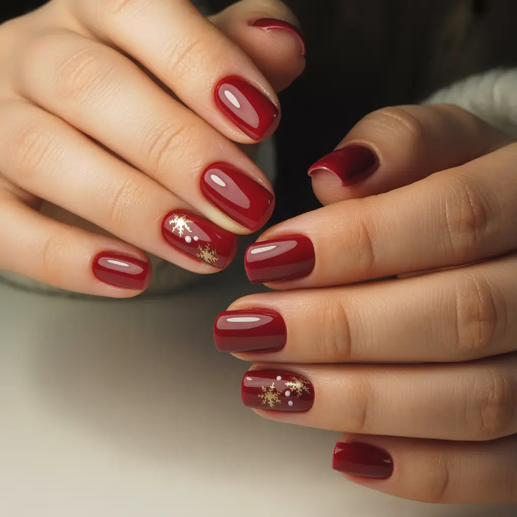 Cranberry Red Shine Nails
