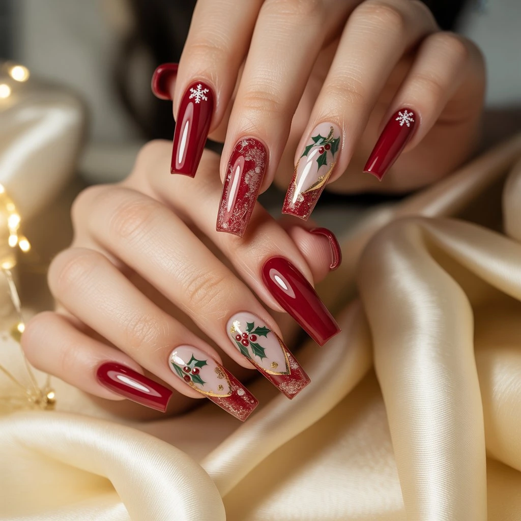 Cranberry Sugar Acrylics Nail