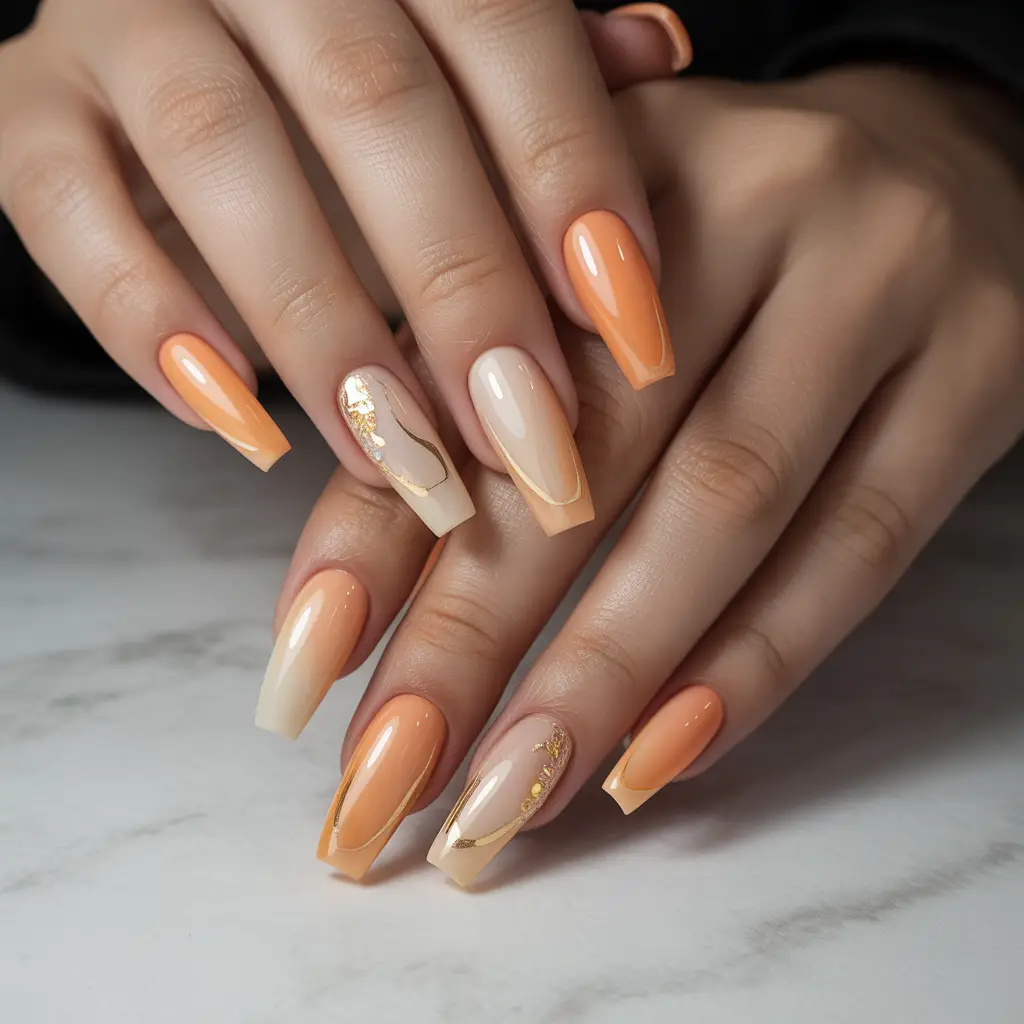 Creamsicle Glow nails