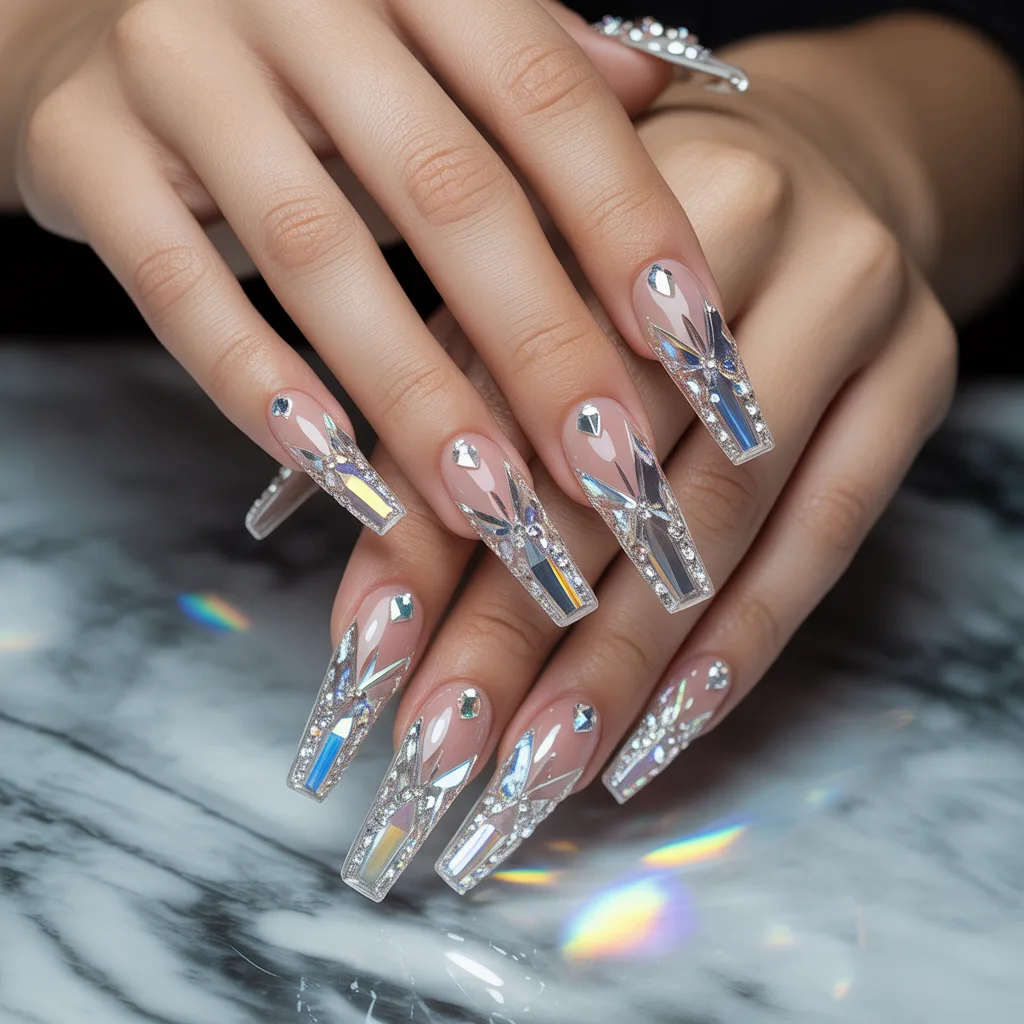Crystal Coffin Nails 