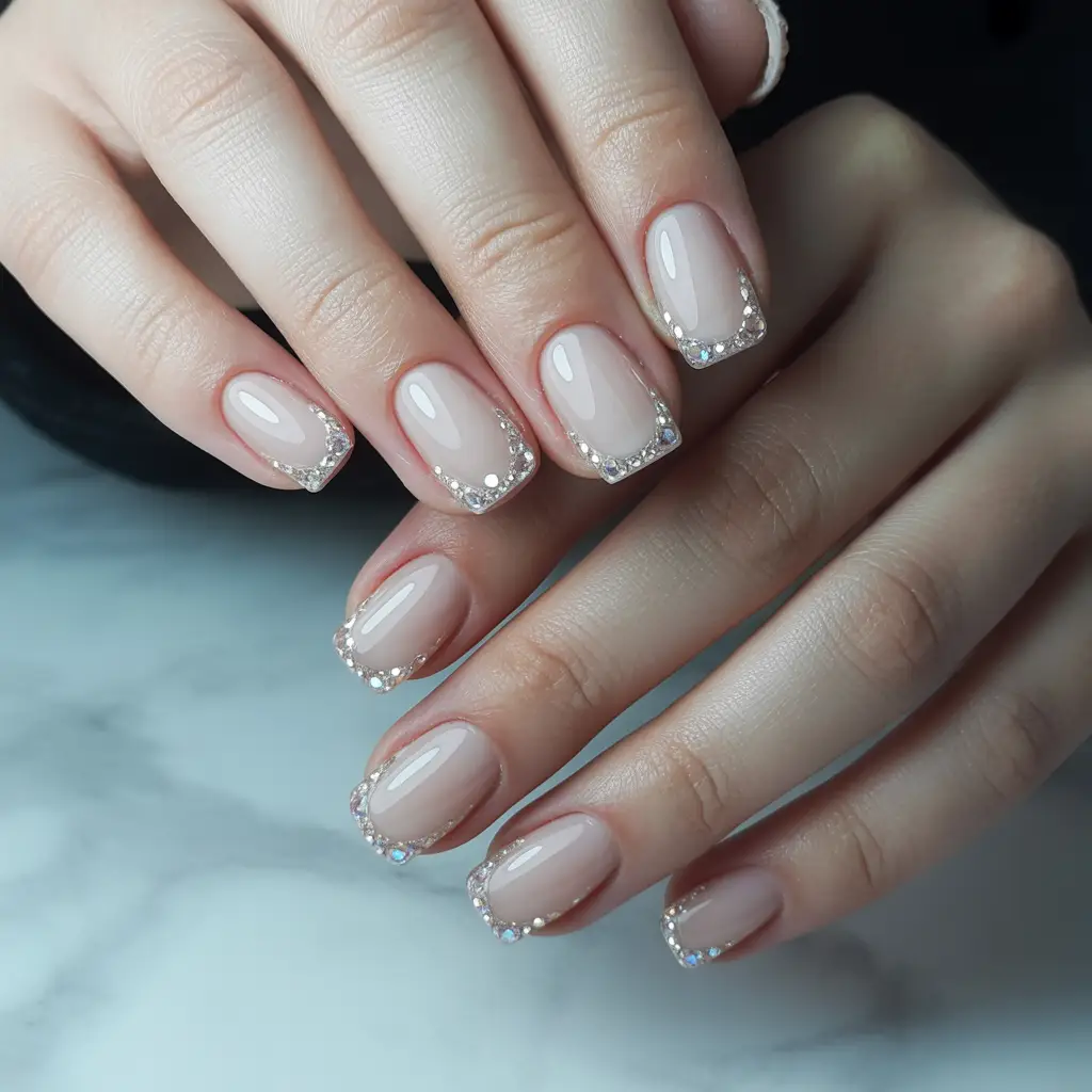 Crystal-Edge Neutral Nails