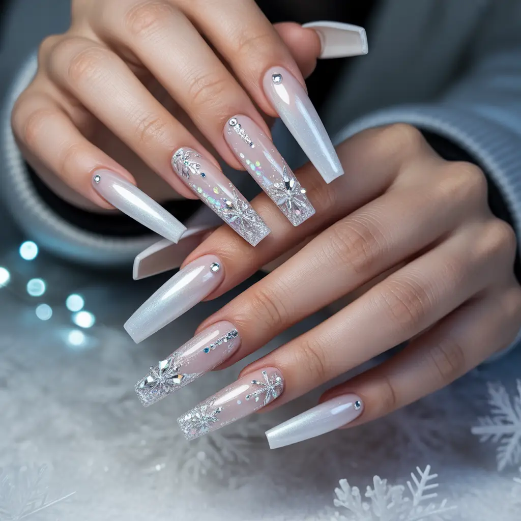 Crystal Snow Halo Nails