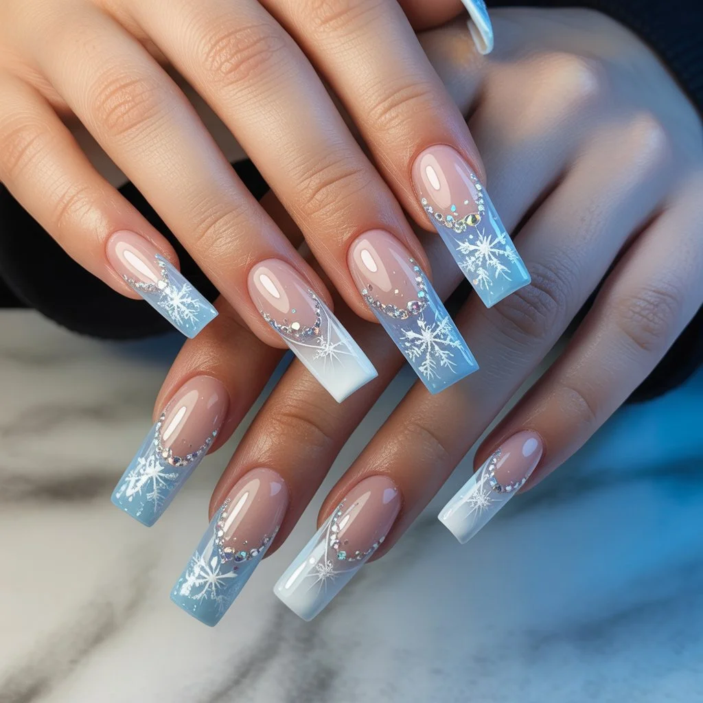 Crystal Snowline French Nails