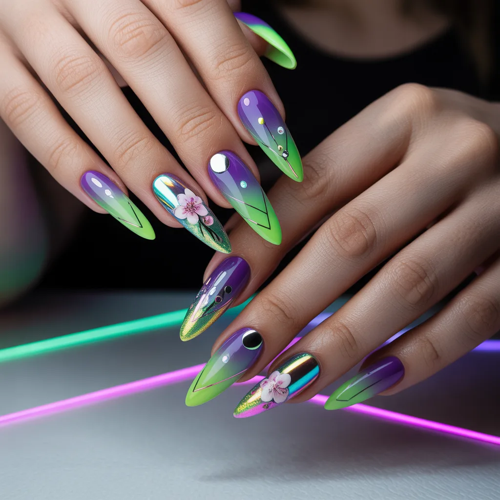 Cyberpunk Gradient Nails
