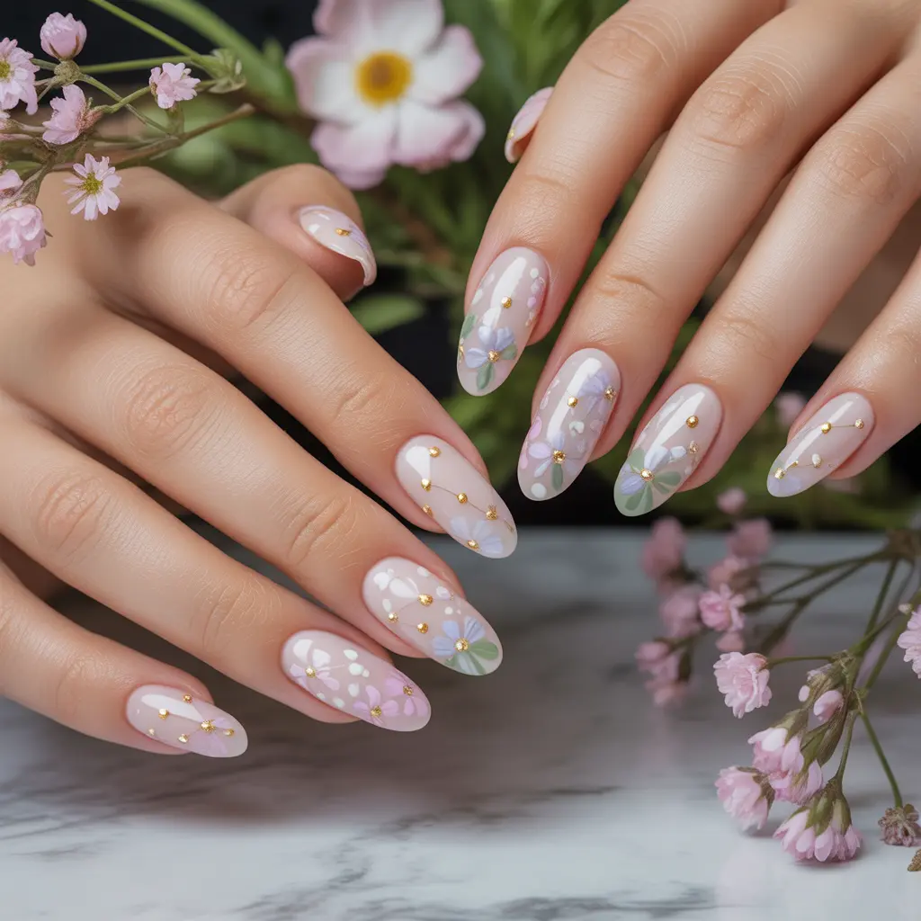 Dainty Floral Dot Nails