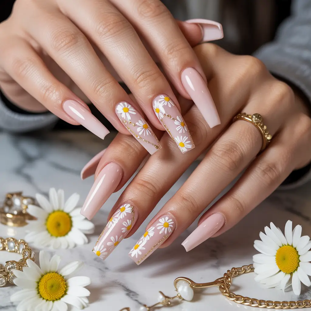 Daisy Chain Accent Nails