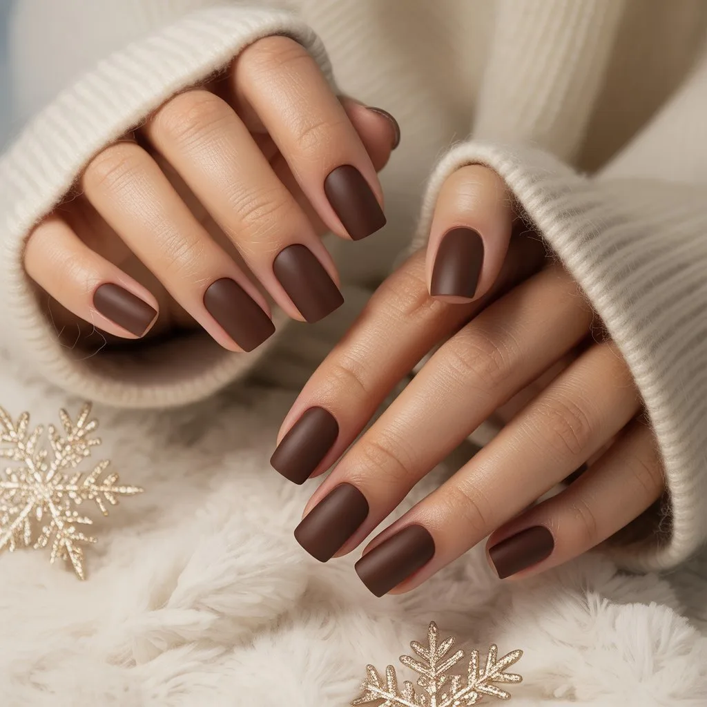 Deep Cocoa Matte Squares Nail