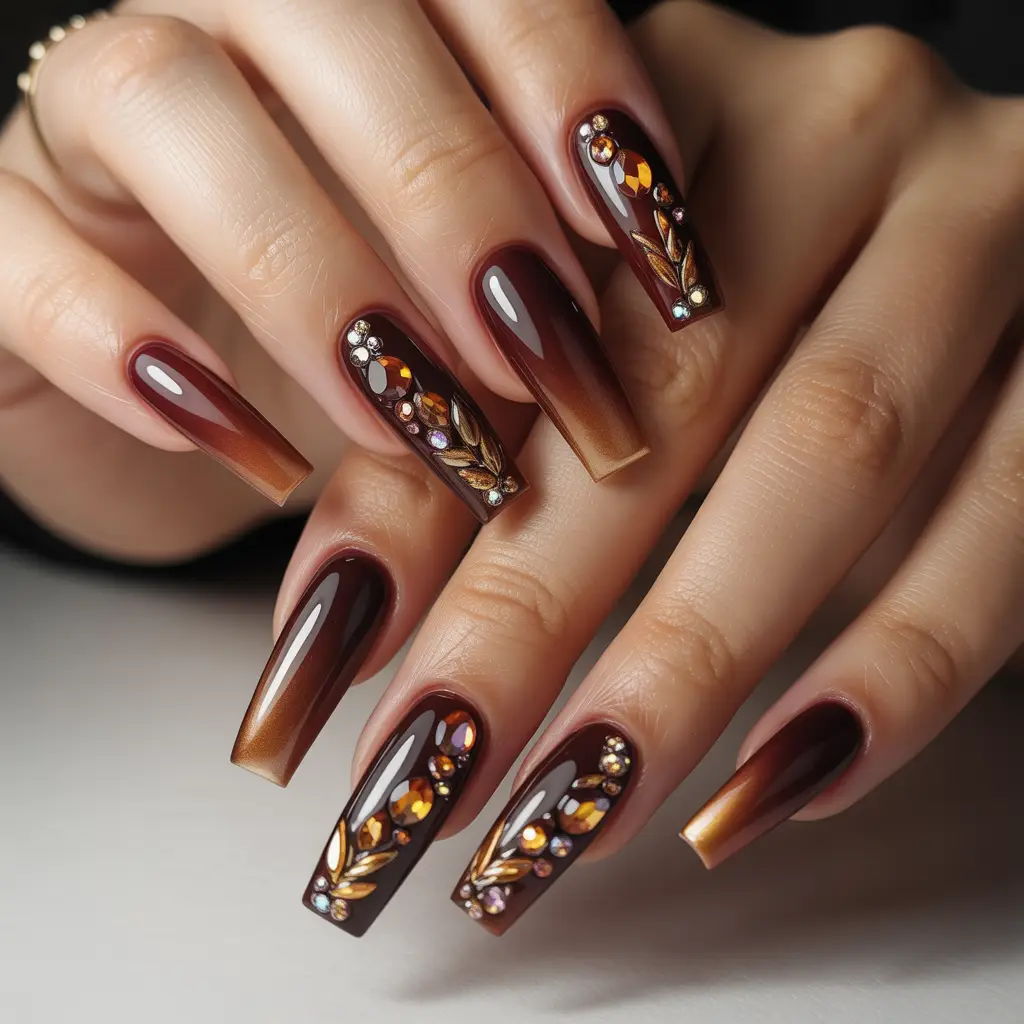 Deep Fig Crystal Nails