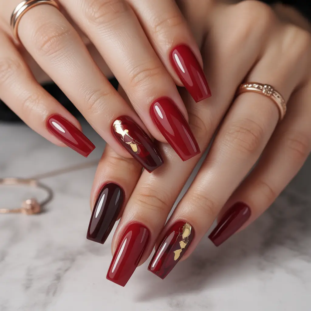 Deep Ruby Red Gel Nails