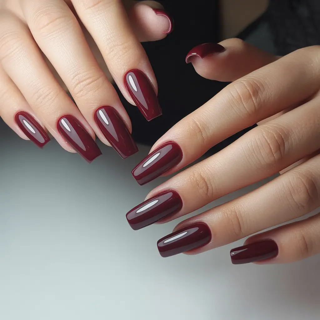 Deep Wine Acrylic Nails