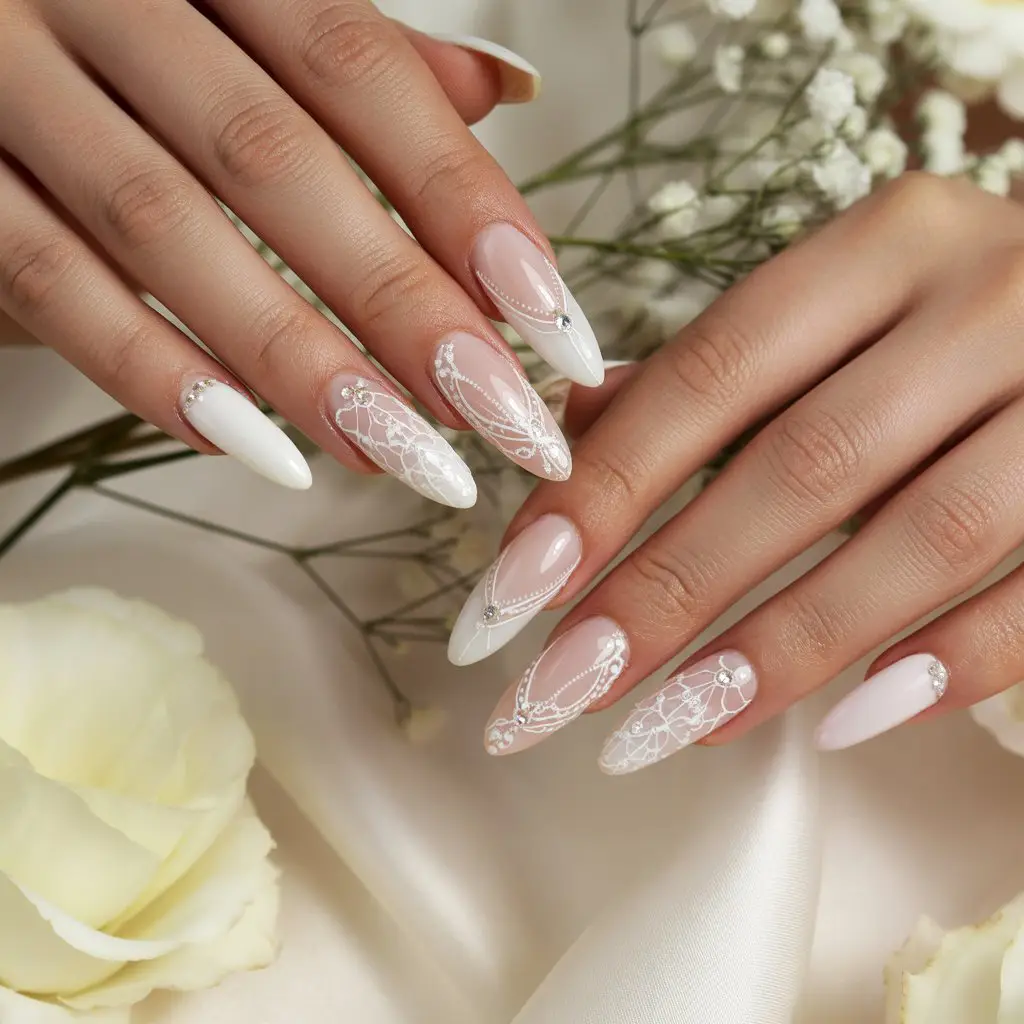 Delicate Lace Line Nails