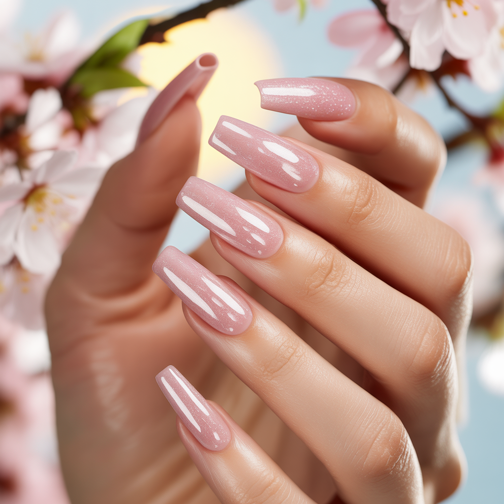 Dewy Pink Gloss Nails