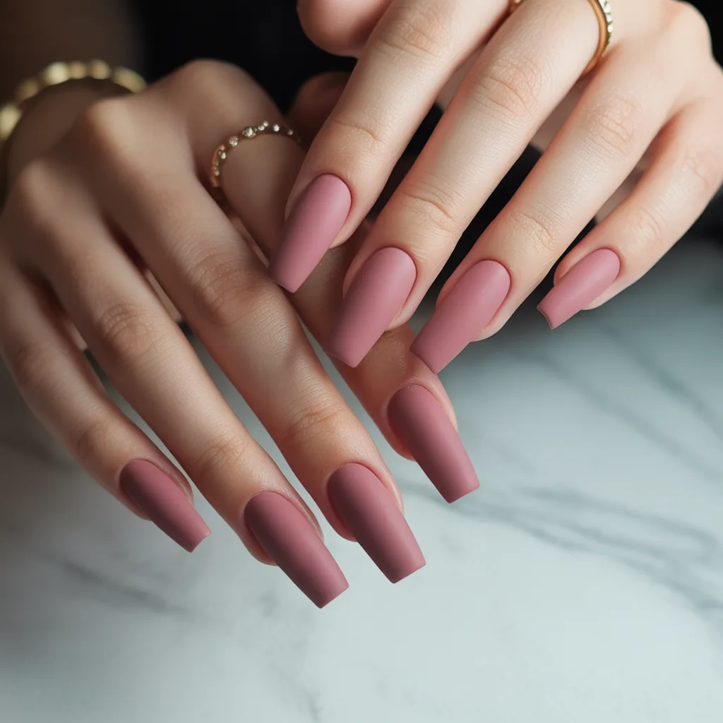 Dusty Rose Matte Nails 