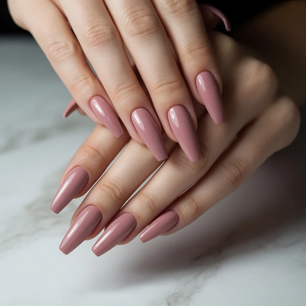 Dusty Rose with Matte Finish Nails