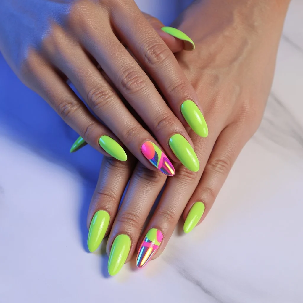 Electric Lime Pop Nails
