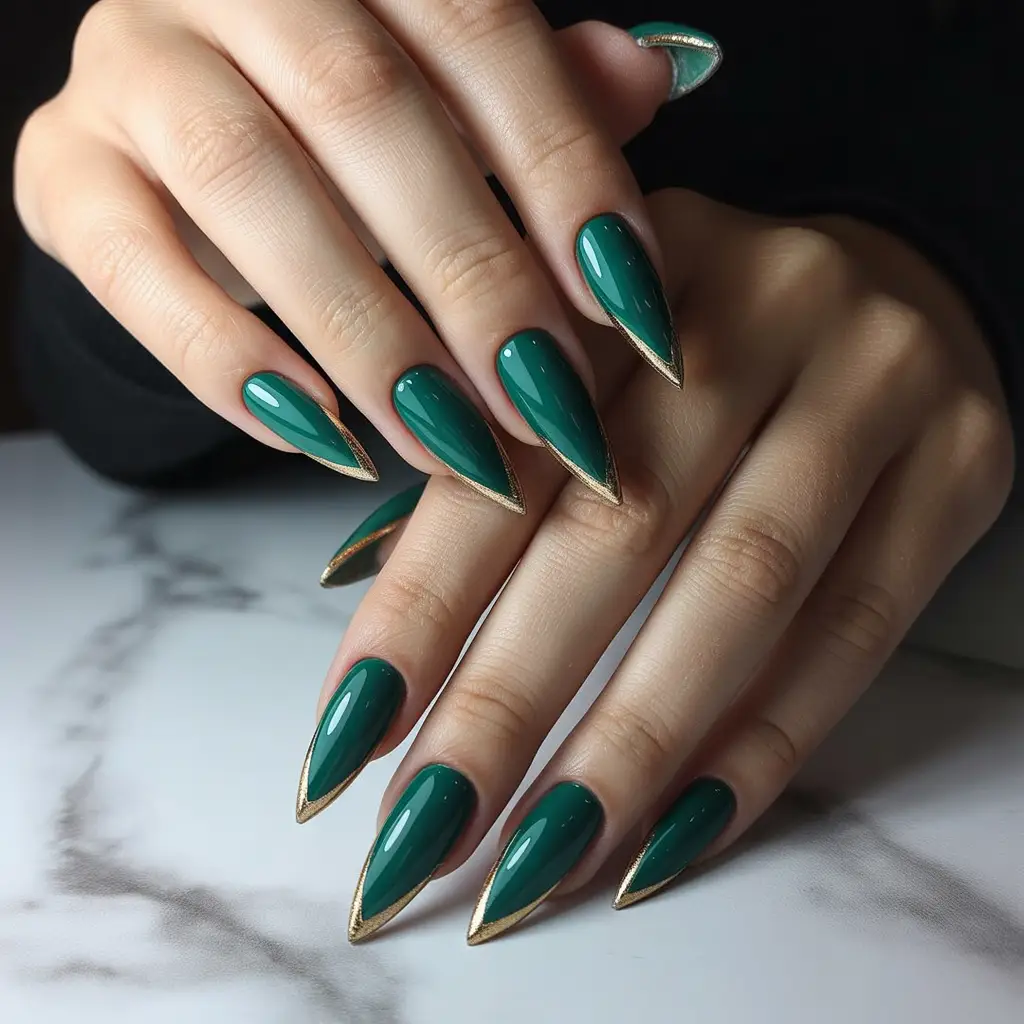 Emerald Edge Detail nail design